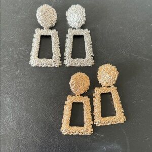 Elegant Silver and Gold Textured Earrings